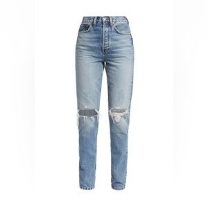 Super High-Rise Distressed Drainpipe Jeans